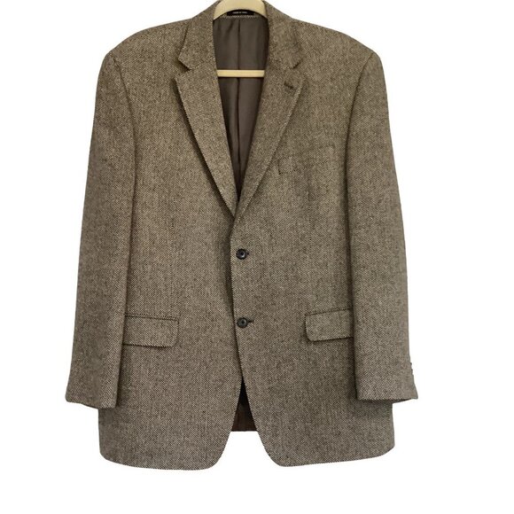 Michael Kors Blazer Mens 42R Herringbone 100% Camel Hair  Two Button Double Vent - Picture 1 of 12